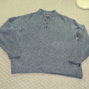 Vintage Woolrich Sweater, Men's Size Large, Variegated Blue, 1/4 Buttons